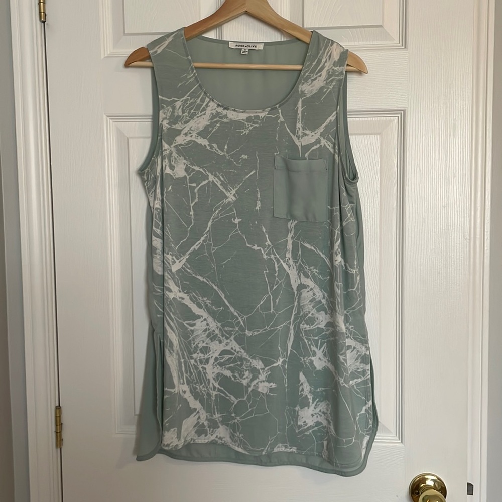 Rose + Olive marble pattern tank top